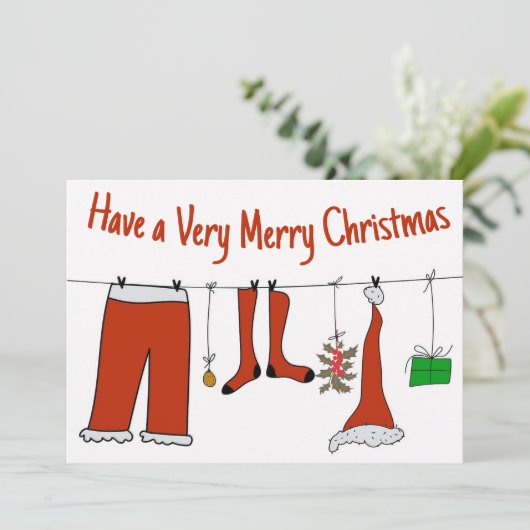 サンタクロースの服を着てクリスマスを楽しむ シーズンカード (スタンド正面)