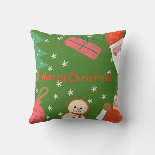 サンタクロースの楽しいクリスマスの雪 クッション (裏面)