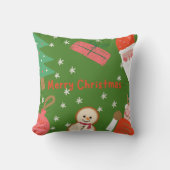 サンタクロースの楽しいクリスマスの雪 クッション (正面)