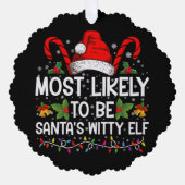 サンタクロースの機知に富んだ小妖精や小人 オーナメントカード (正面)