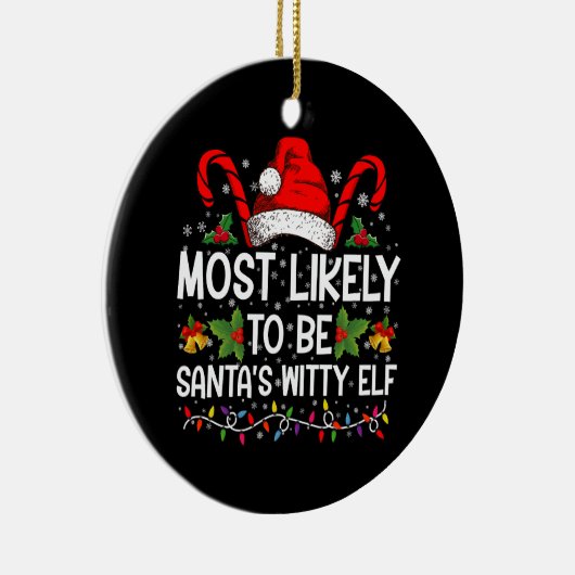 サンタクロースの機知に富んだ小妖精や小人 セラミックオーナメント (右)