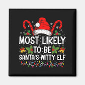 サンタクロースの機知に富んだ小妖精や小人 マグネット (正面)