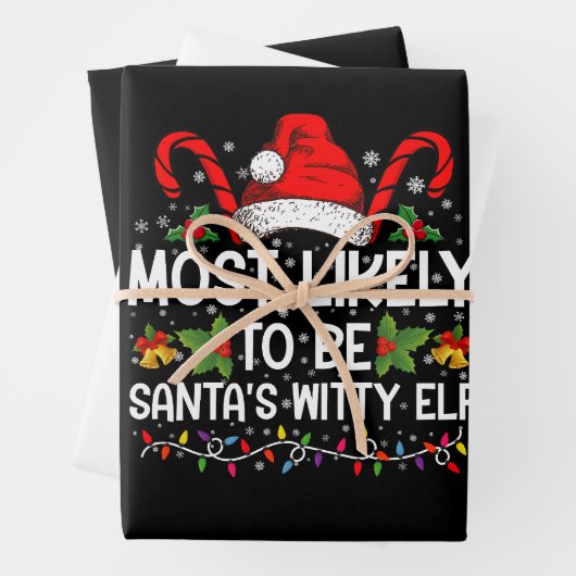 サンタクロースの機知に富んだ小妖精や小人 ラッピングペーパーシート (インサイチュ)