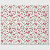 サンタクロースの水彩画メリー像 ラッピングペーパー (フラット)