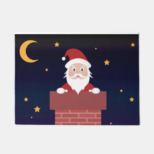 サンタクロースの漫画のクリスマスがChimneyの夜 ドアマット