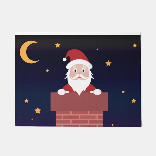 サンタクロースの漫画のクリスマスがChimneyの夜 ドアマット (正面)