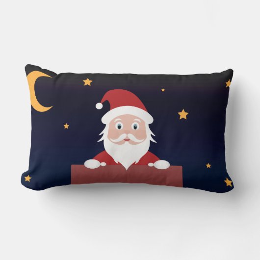 サンタクロースの漫画のクリスマスがChimneyの夜 ランバークッション (正面)