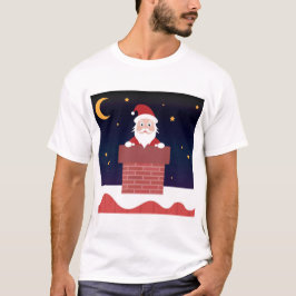 サンタクロースの漫画のクリスマスがChimneyの夜 Tシャツ
