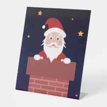 サンタクロースの漫画のクリスマスの夜の煙突Tダウン