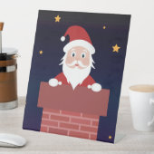 サンタクロースの漫画 クリスマスイブの夜 煙突から降りてきたT 台座サイン (インサイチュ)
