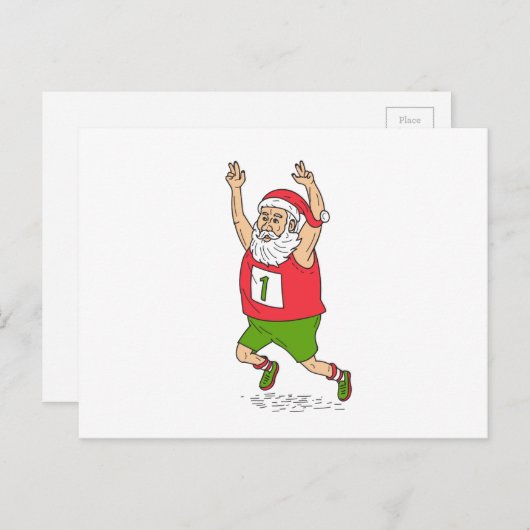 サンタクロースの父のクリスマスの連続したマラソンのカート シーズンポストカード (正面/裏面)