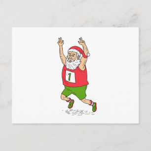 サンタクロースの父のクリスマスの連続したマラソンのカート シーズンポストカード