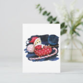 サンタクロースの猫がサンタのスレッドでプレゼントを届ける シーズンカード (スタンド正面)