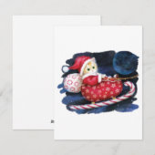 サンタクロースの猫がサンタのスレッドでプレゼントを届ける シーズンカード (正面/裏面)
