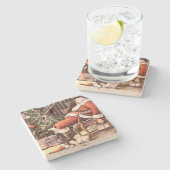 サンタクロースの疲れたクリスマス ストーンコースター (横)