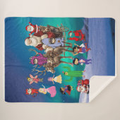 サンタクロースの素晴らしいフェスティバルビーチシーン シェルパブランケット (正面(横))