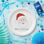 サンタクロースの絵及び文字 ペーパープレート (パーティー)
