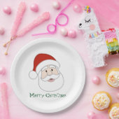 サンタクロースの絵及び文字 ペーパープレート (パーティー)