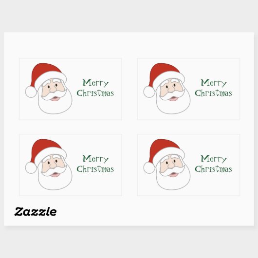 サンタクロースの絵及び文字 長方形シール (シート)