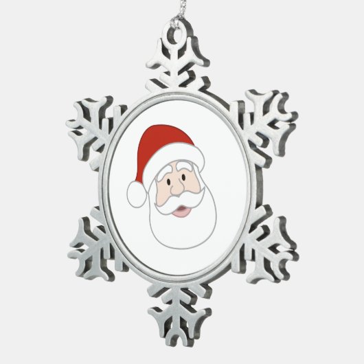 サンタクロースの絵 スノーフレークピューターオーナメント (右)