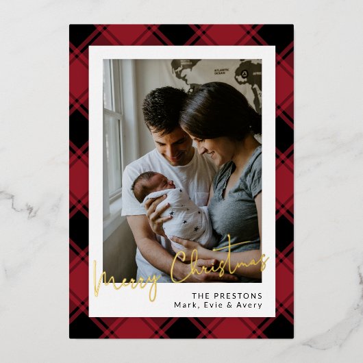 サンタクロースの署名入り クリスマス ホイル ハoliday カード (正面)