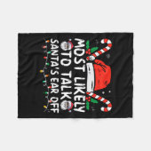 サンタクロースの耳を家族のクリスマスから引き離す可能性が高い フリースブランケット (正面(横))