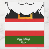 サンタクロースの衣服の背景と髭 ワインラベル (シングルラベル)