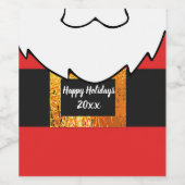 サンタクロースの衣服の背景と髭 ワインラベル (シングルラベル)