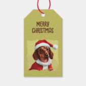 サンタクロースの衣装を着たダックスシュント – クリスマス1 ギフトタグ (正面)