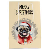 サンタクロースの衣装を着たパグ – クリスマス1 ミディアムペーパーバッグ (裏面)