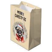 サンタクロースの衣装を着たパグ – クリスマス1 ミディアムペーパーバッグ (裏面アングル)