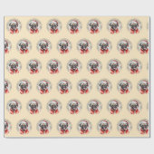 サンタクロースの衣装を着たパグ – クリスマス1 ラッピングペーパー (フラット)