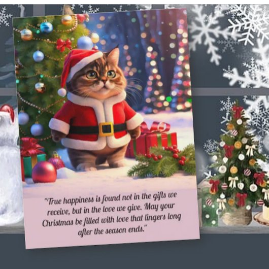 サンタクロースの衣装を着た可愛い猫クリスマスポストカード ポストカード