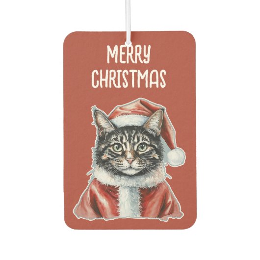 サンタクロースの衣装を着た猫 – クリスマス1 カーエアーフレッシュナー (正面)