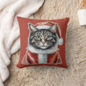サンタクロースの衣装を着た猫 – クリスマス1 クッション (ブランケット)