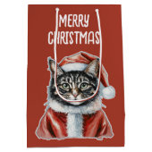 サンタクロースの衣装を着た猫 – クリスマス1 ミディアムペーパーバッグ (裏面)