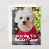 サンタクロースの赤いスーツの白いマルタ犬 シーズンポストカード (正面/裏面)