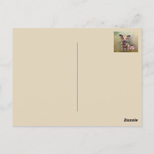 サンタクロースの赤い帽子をかぶった犬のビーグル ポストカード (裏面)