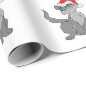 サンタクロースの赤い帽子をかぶった猫 ラッピングペーパー (ロールコーナー)