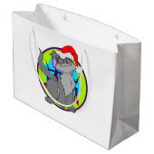 サンタクロースの赤い帽子をかぶった猫 ラージペーパーバッグ (裏面アングル)
