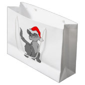 サンタクロースの赤い帽子をかぶった猫 ラージペーパーバッグ (正面アングル)