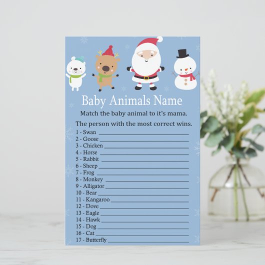 サンタクロースの赤ちゃん動物名ゲーム赤ちゃんシャワー (スタンド正面)