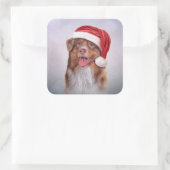 サンタクロースの赤帽子のオーストラリアの羊飼い3 スクエアシール (バッグ)