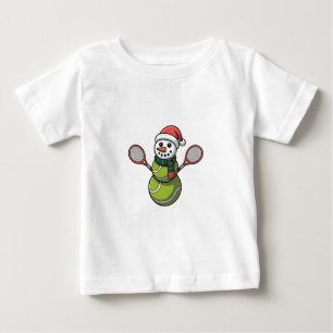 サンタクロースの野球 クリスマスの野球ボールとスノーマン ベビーTシャツ