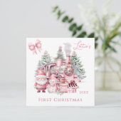 サンタクロースの雪だるま 赤ちゃんの1stクリスマス カード (スタンド正面)
