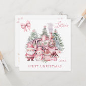サンタクロースの雪だるま 赤ちゃんの1stクリスマス カード (正面/裏面インサイチュ)