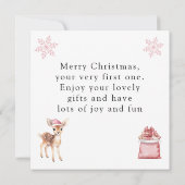 サンタクロースの雪だるま 赤ちゃんの1stクリスマス カード (裏面)
