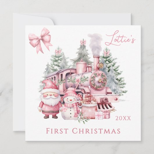 サンタクロースの雪だるま 赤ちゃんの1stクリスマス カード (正面)
