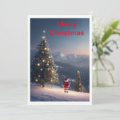 サンタクロースの雪山ホリデーカード | 祭りの季節 シーズンカード (スタンド正面)