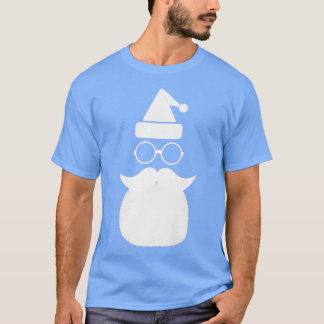 サンタクロースの面白い顔のサングラス 帽子 ヒゲ付きC Tシャツ